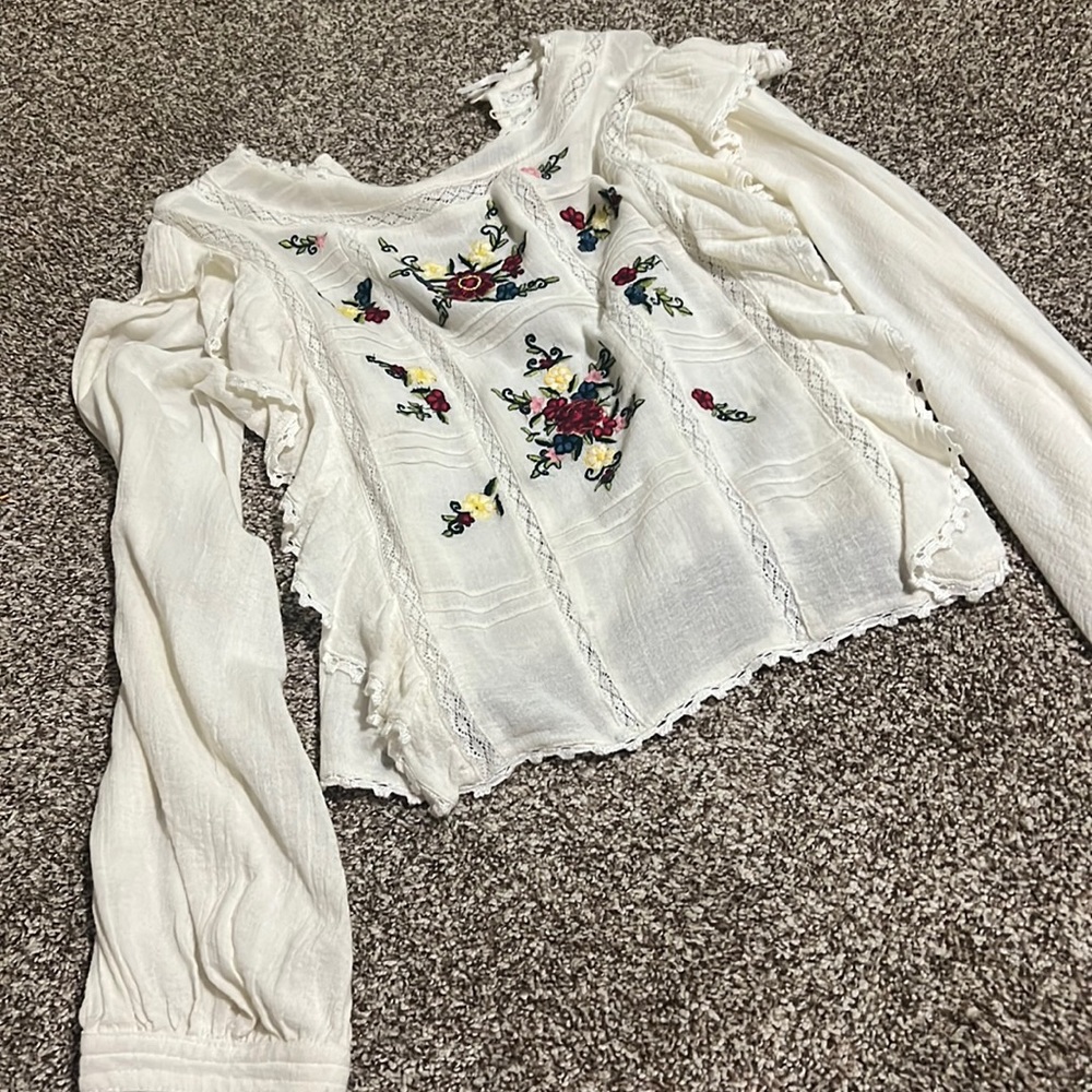 Free people embroidered long sleeve blouse